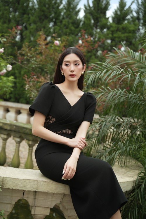 Black Woven Pencil Dress