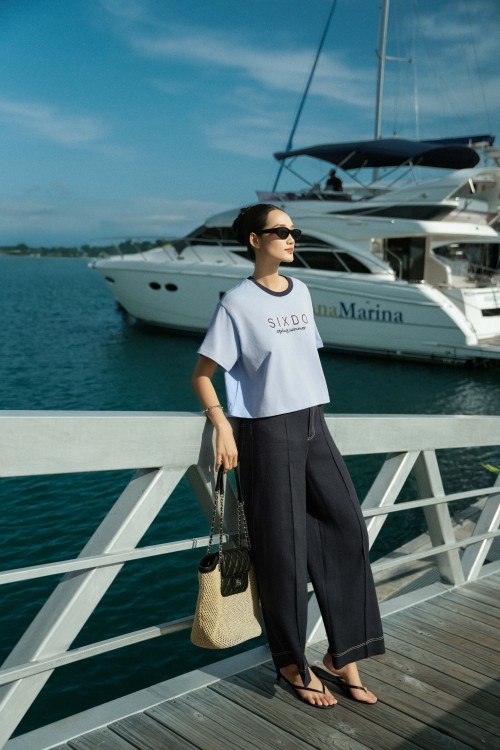 Dark Navy Woven Loose Pants