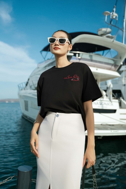 Black SIXDO Flow Cotton Tshirt