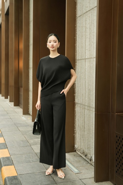 Black Woven Loose Pants