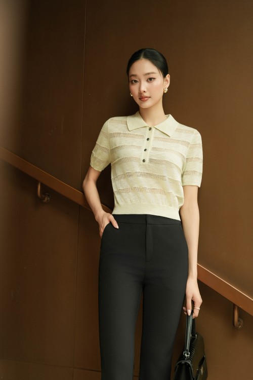 Light Green Nuggets Textured Knit Polo