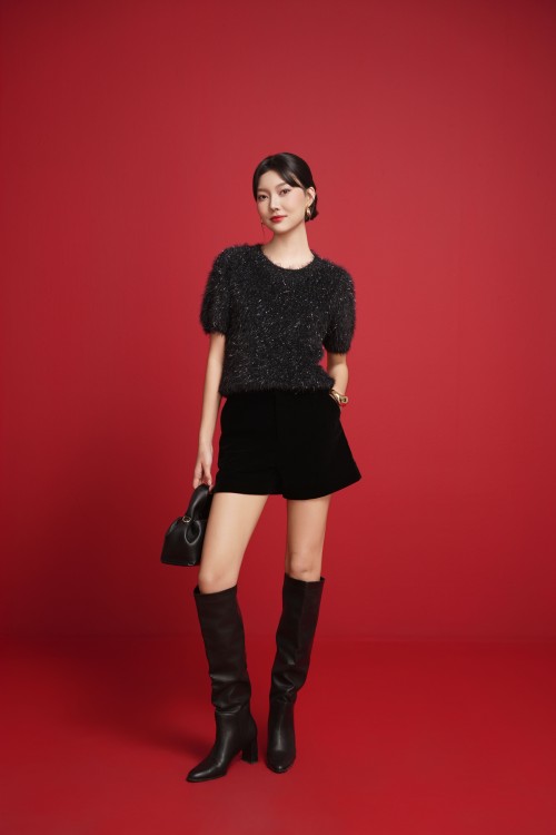 Faux Fur Knit Blouse