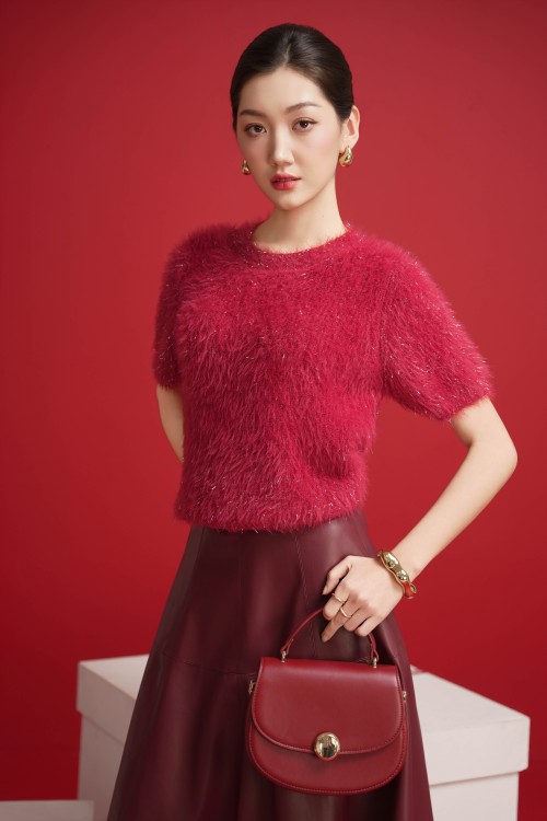 Faux Fur Knit Blouse