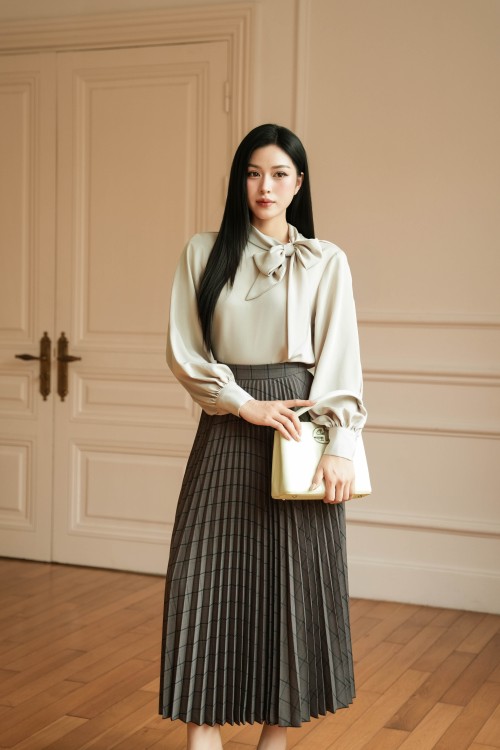 Dark Beige Silk Blouse