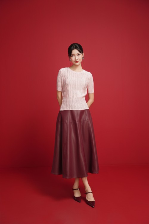 Light Pink Crinkled Organza Blouse