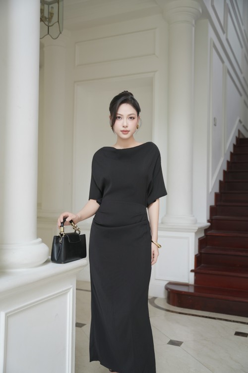 Black Woven Pencil Dress