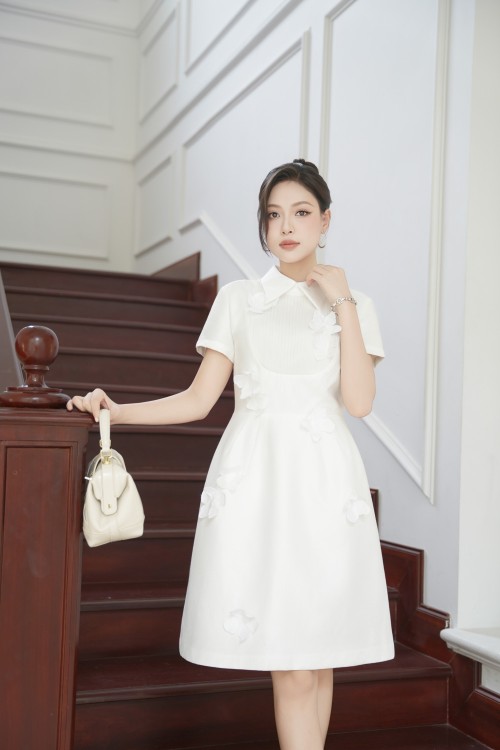 White 3D Flower Organza Blouse