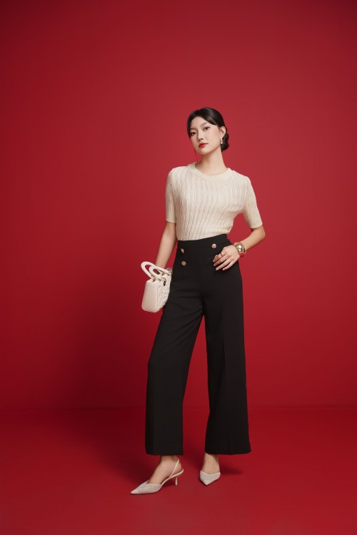 Black Woven Loose Pants