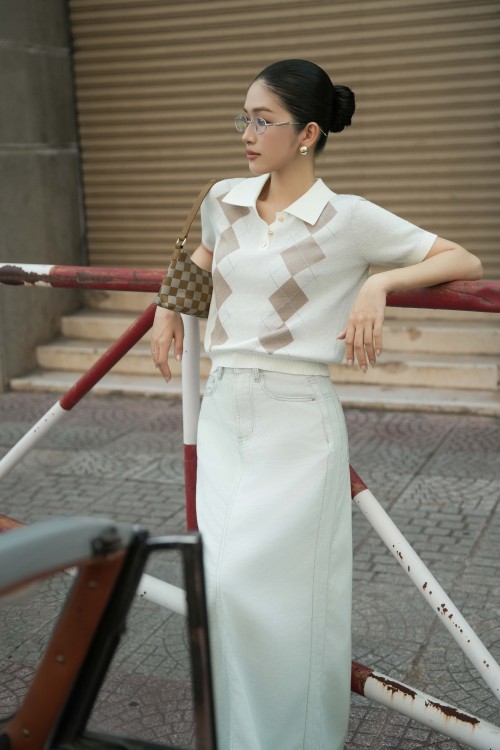 Light Blue Grey Denim Flared Skirt