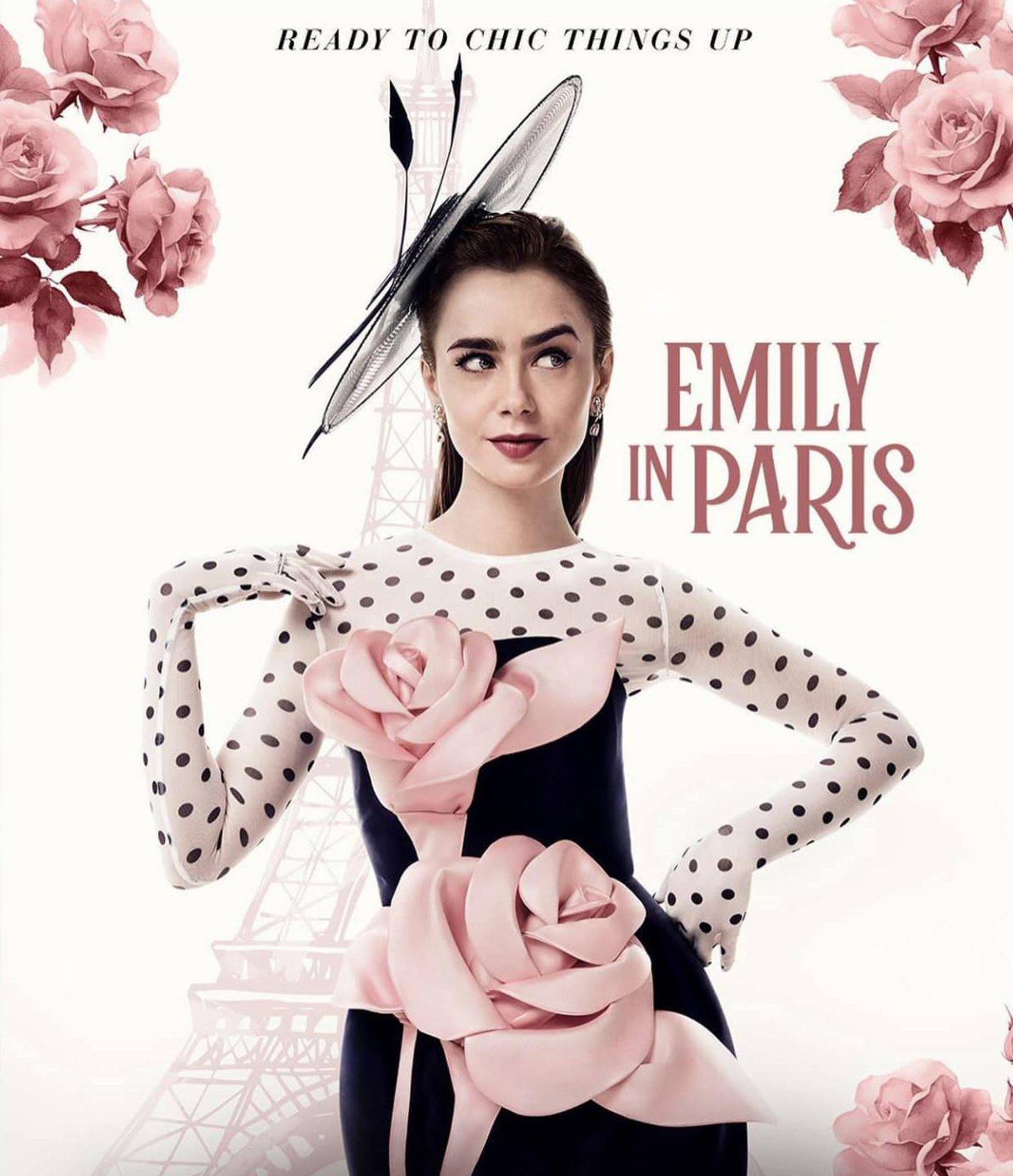 Lily Collins mặc đầm Đỗ Mạnh Cường trên poster phim Emily in Paris